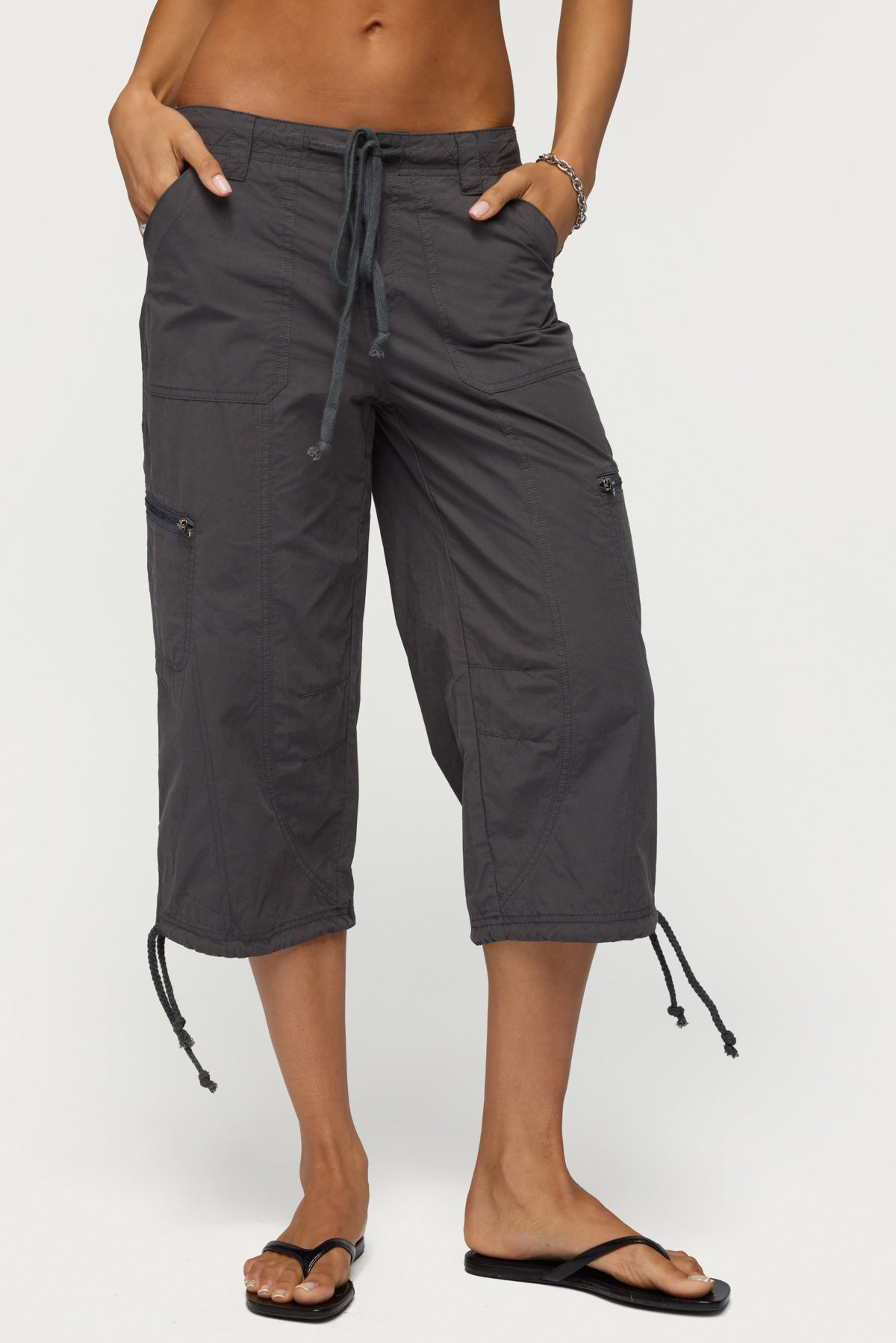 Lilith Cargo Capri Pants - GRAY