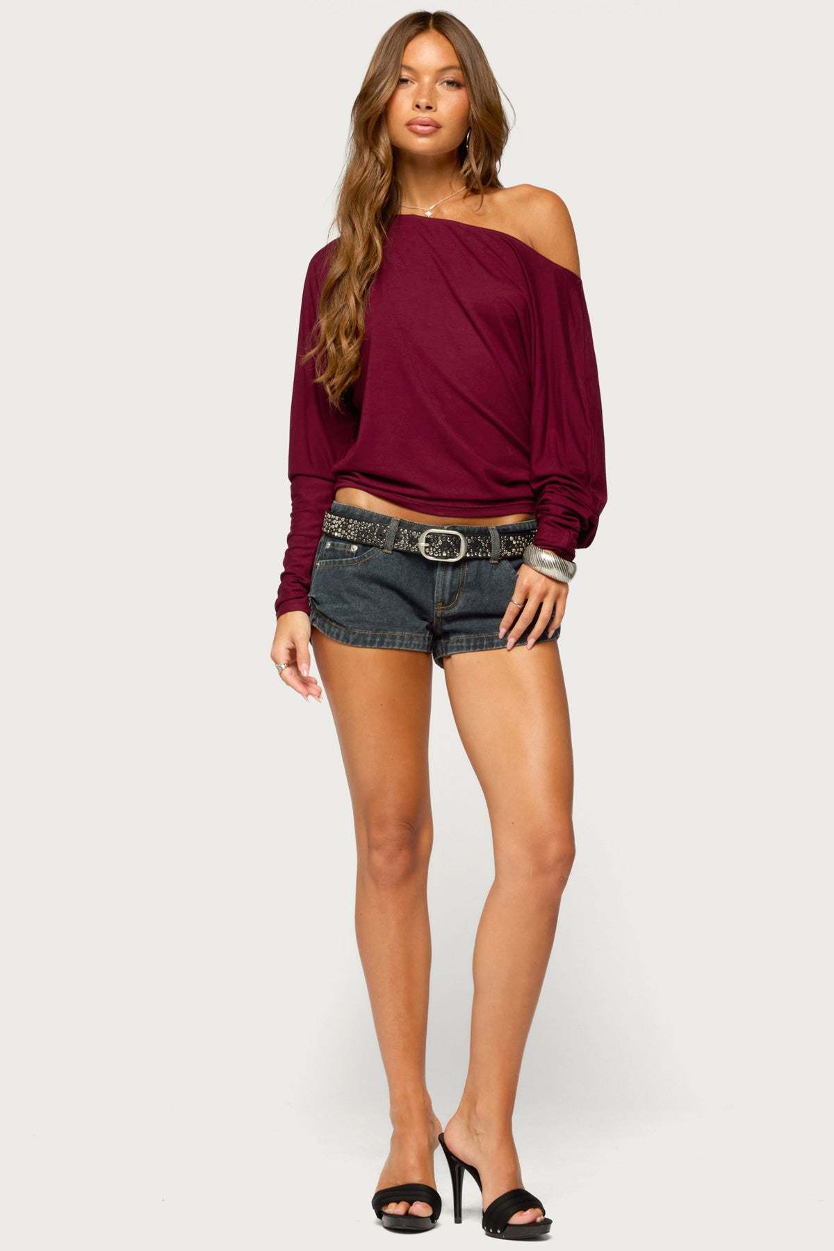 Pazzy Off Shoulder Top - BURGUNDY