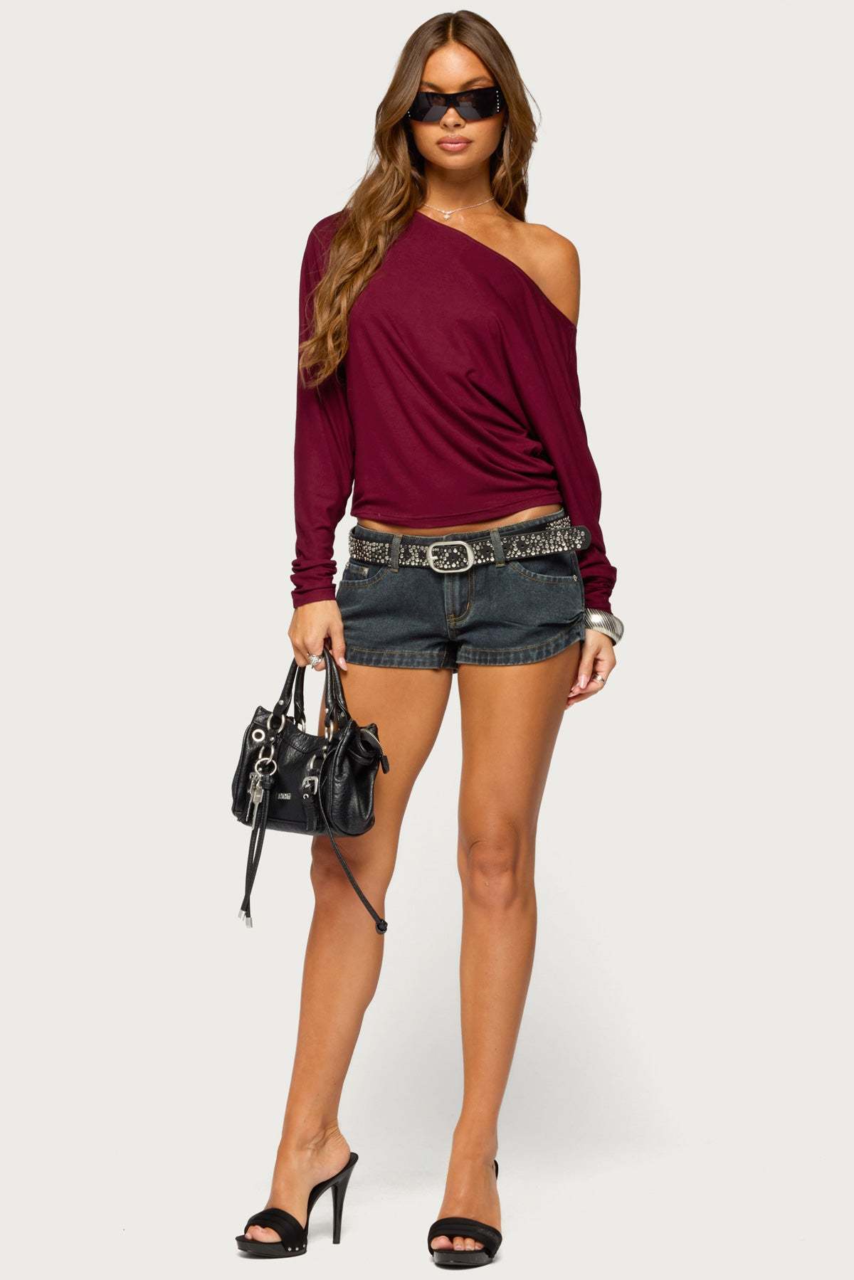 Pazzy Off Shoulder Top - BURGUNDY