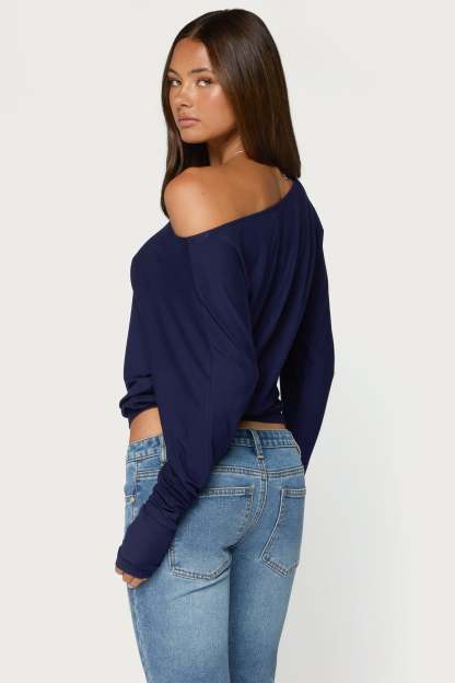 Pazzy Off Shoulder Top - NAVY