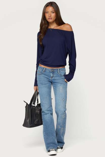 Pazzy Off Shoulder Top - NAVY