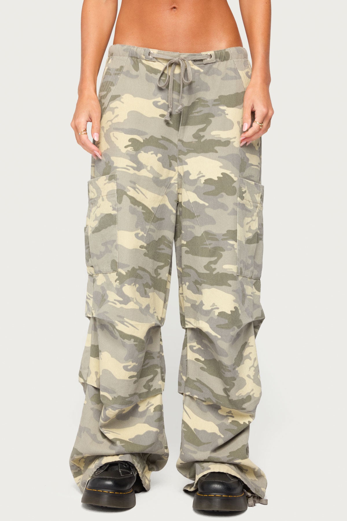 Emzi Baggy Cotton Cargo Pants - GRAY