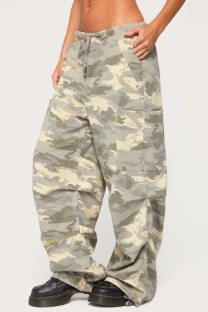 Emzi Baggy Cotton Cargo Pants - GRAY