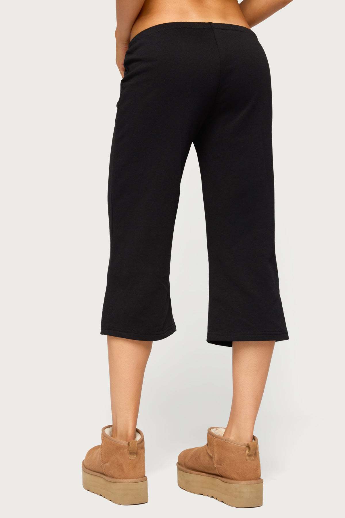 80 Sequin Capri Sweatpants - BLACK