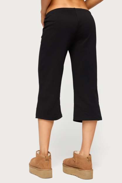 80 Sequin Capri Sweatpants - BLACK