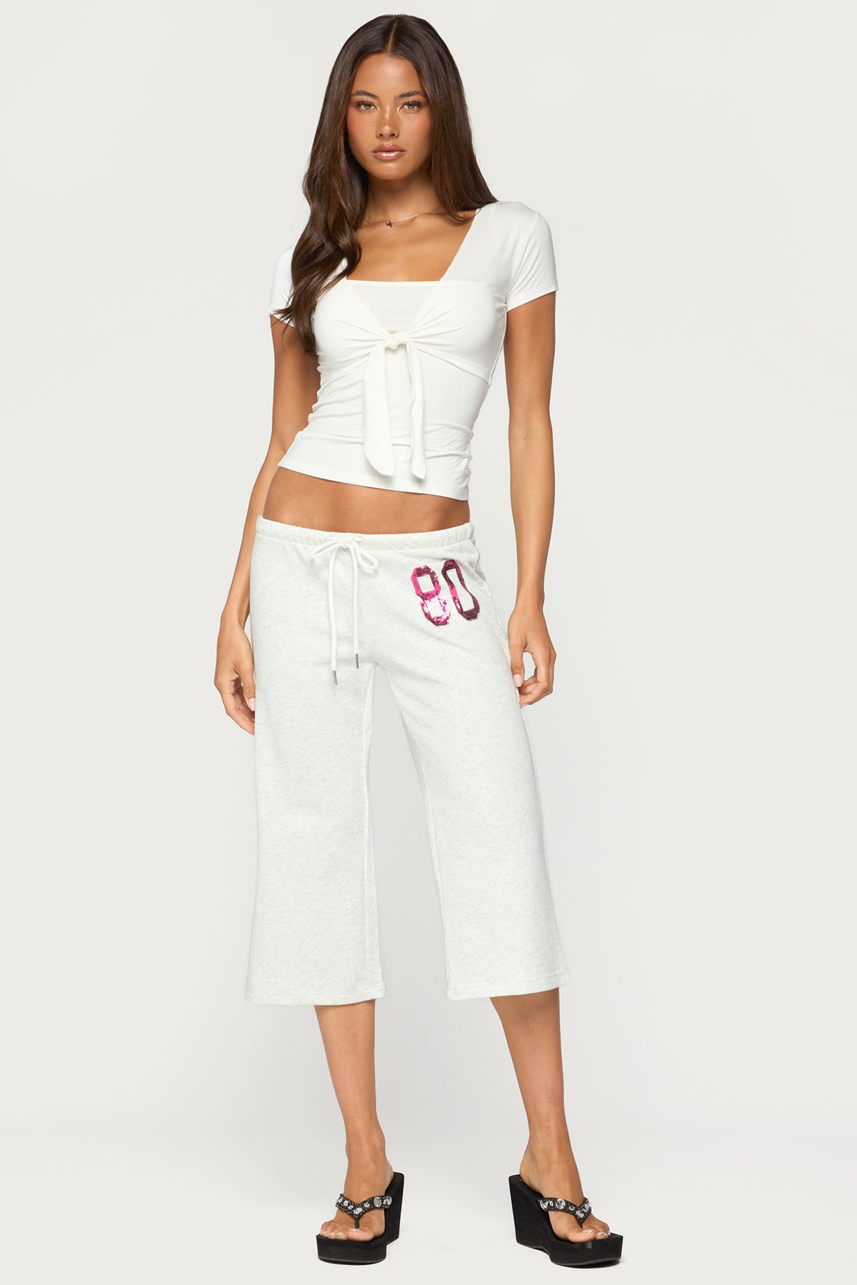 80 Sequin Capri Sweatpants - LIGHT-GRAY-MELANGE