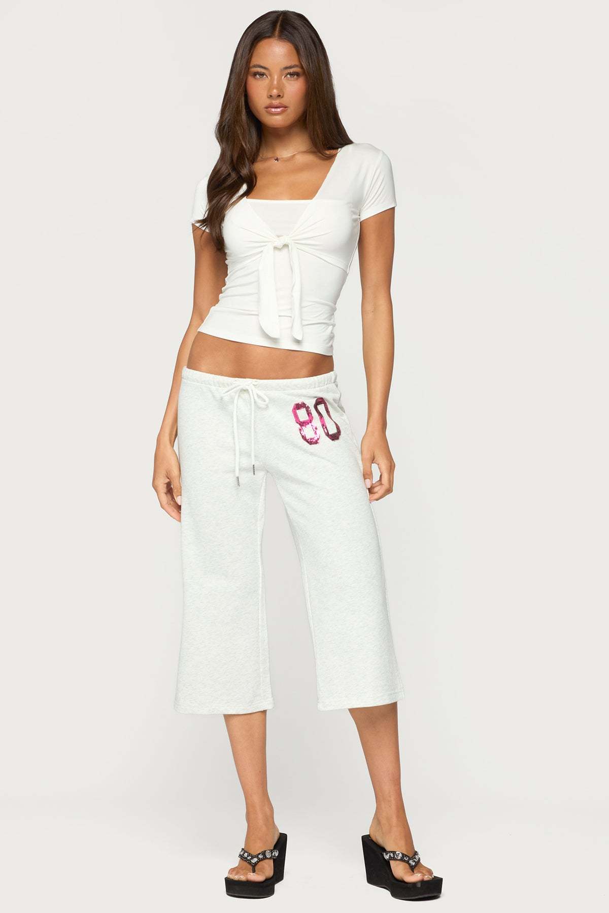 80 Sequin Capri Sweatpants - LIGHT-GRAY-MELANGE