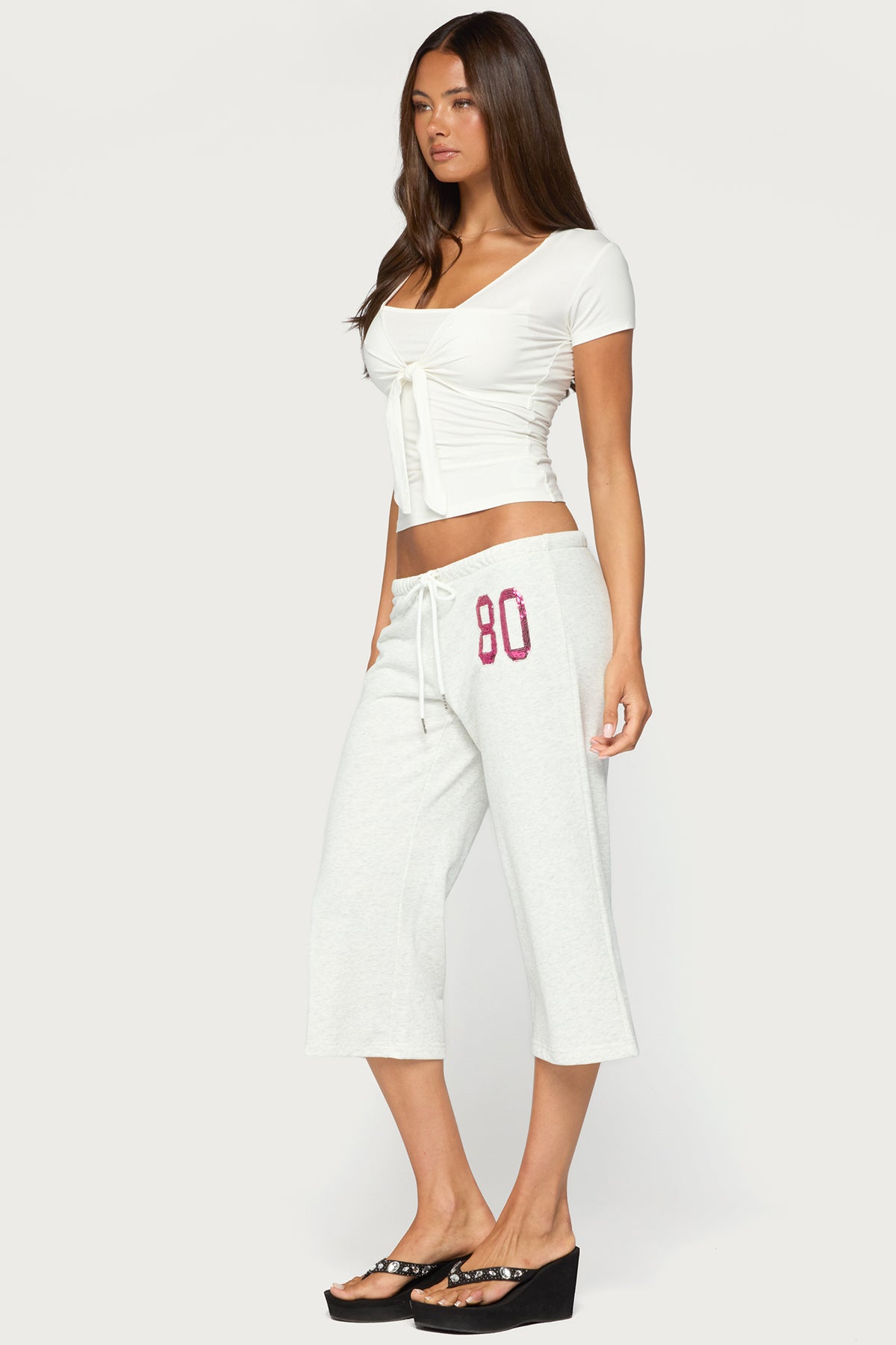 80 Sequin Capri Sweatpants - LIGHT-GRAY-MELANGE
