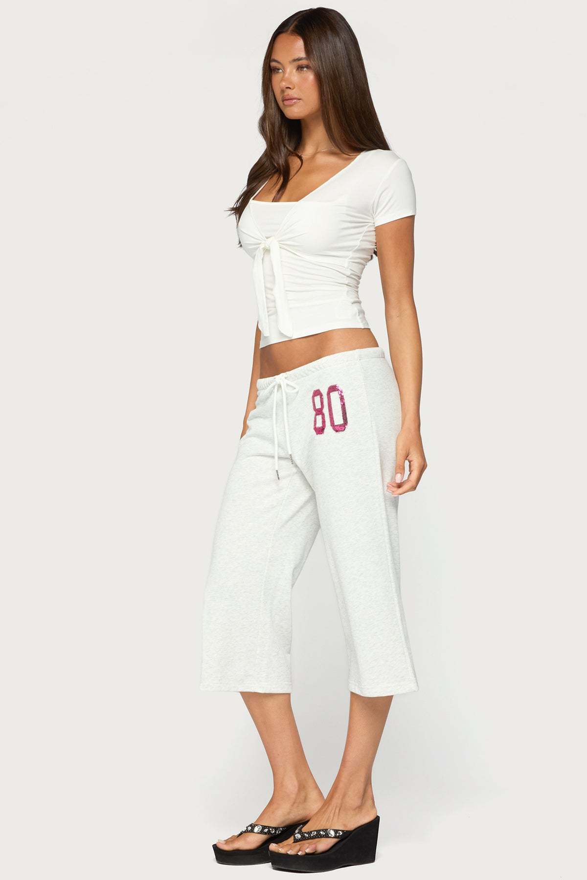 80 Sequin Capri Sweatpants - LIGHT-GRAY-MELANGE