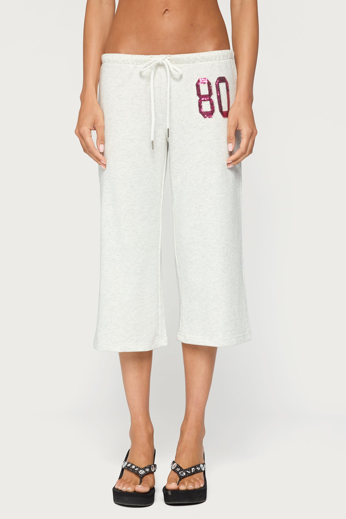 80 Sequin Capri Sweatpants - LIGHT-GRAY-MELANGE