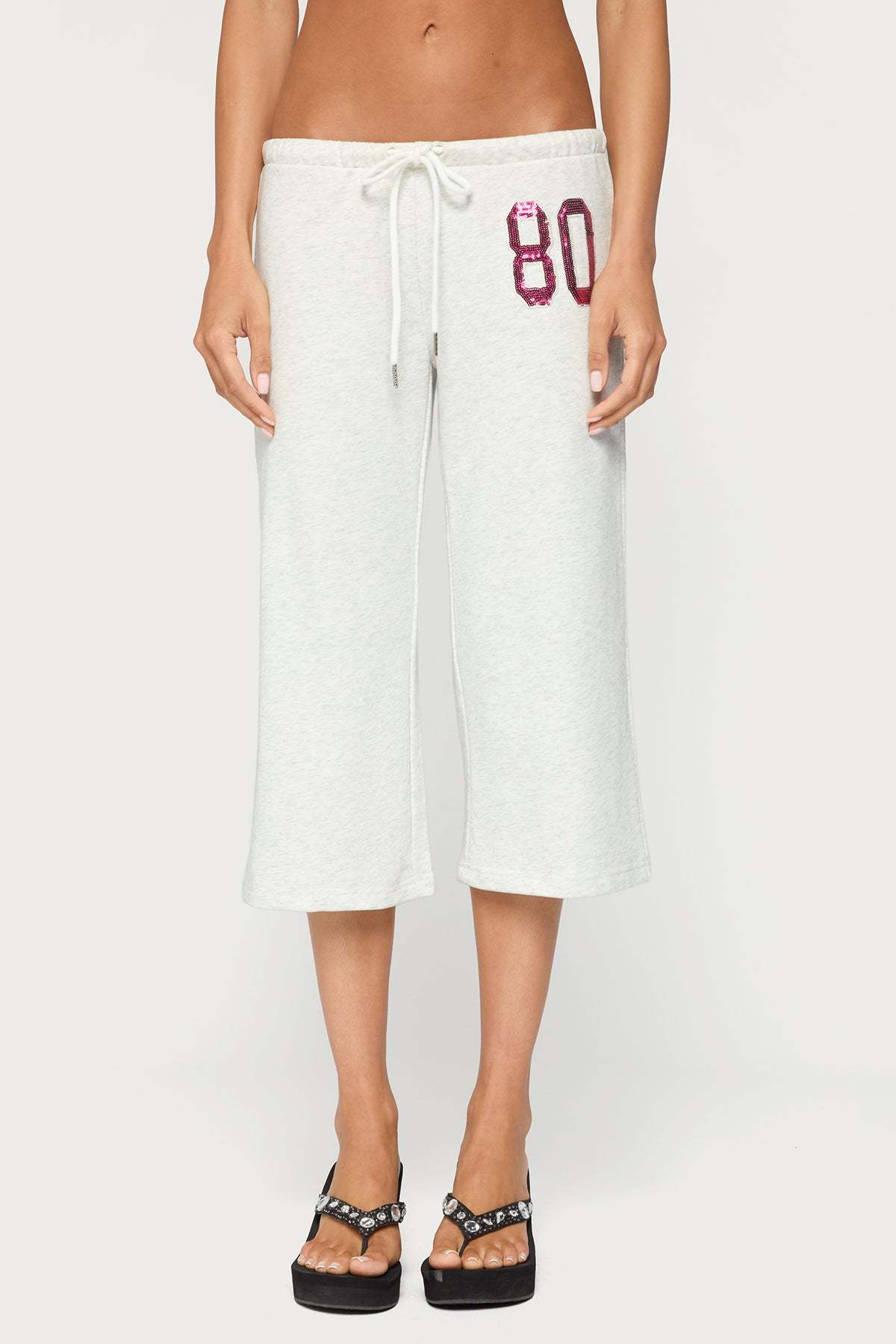 80 Sequin Capri Sweatpants - LIGHT-GRAY-MELANGE