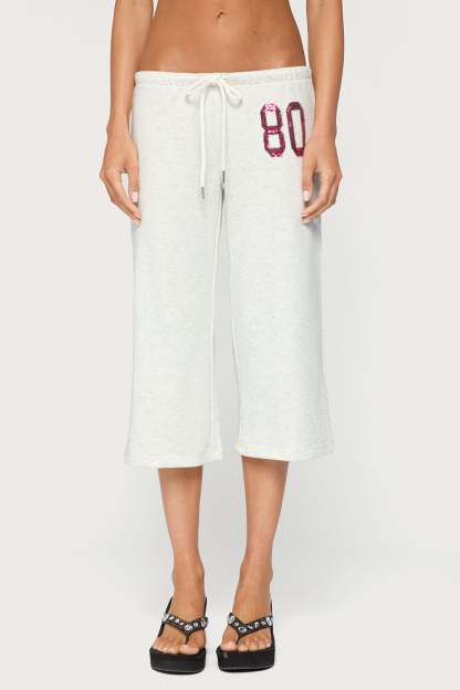 80 Sequin Capri Sweatpants - LIGHT-GRAY-MELANGE