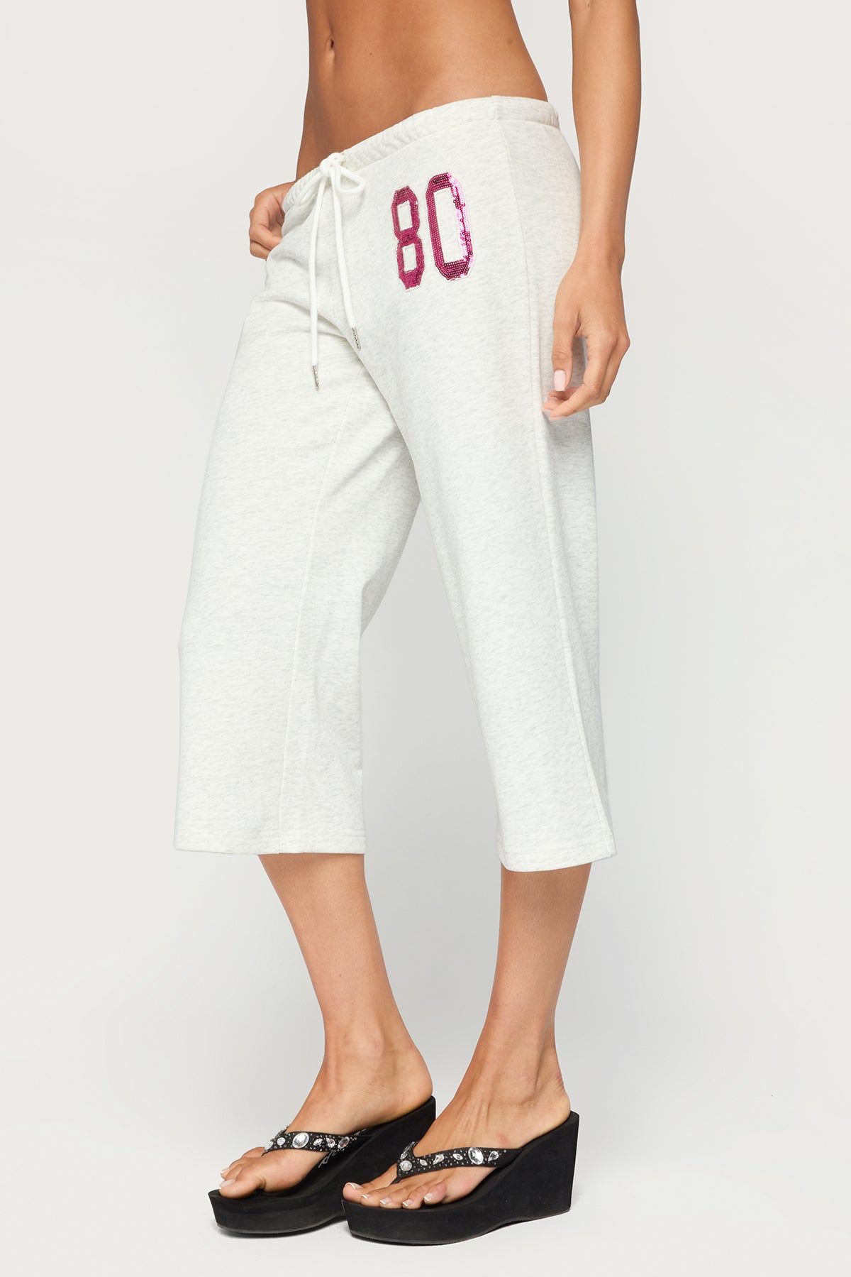 80 Sequin Capri Sweatpants - LIGHT-GRAY-MELANGE