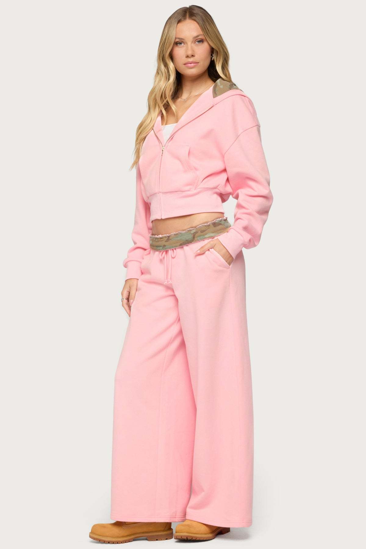 Camo Cool Contrast Low Rise Sweatpants - LIGHT-PINK