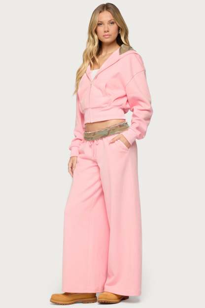 Camo Cool Contrast Low Rise Sweatpants - LIGHT-PINK