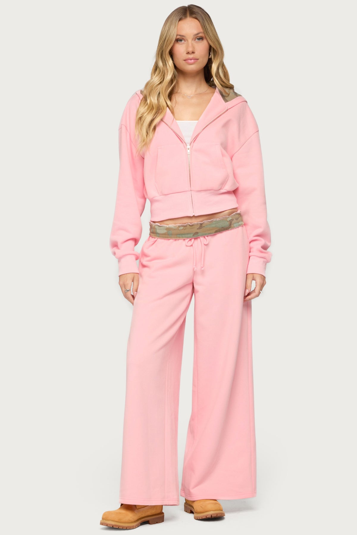 Camo Cool Contrast Low Rise Sweatpants - LIGHT-PINK