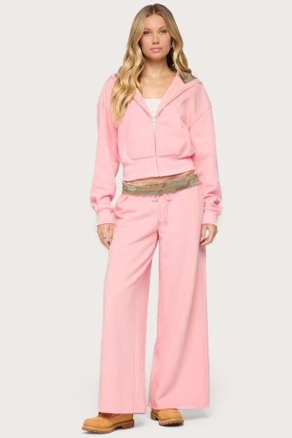 Camo Cool Contrast Low Rise Sweatpants - LIGHT-PINK
