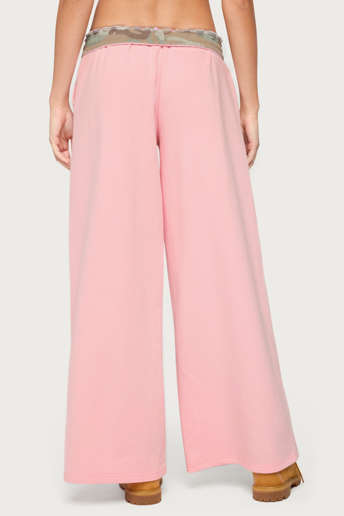 Camo Cool Contrast Low Rise Sweatpants - LIGHT-PINK
