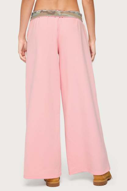 Camo Cool Contrast Low Rise Sweatpants - LIGHT-PINK