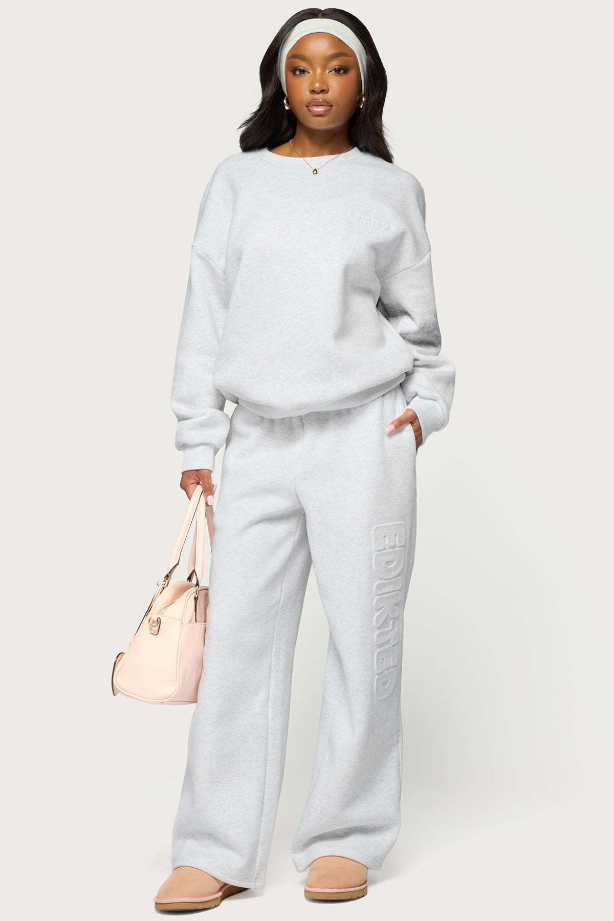 Alysa Wide Leg Sweatpants - LIGHT-GRAY-MELANGE