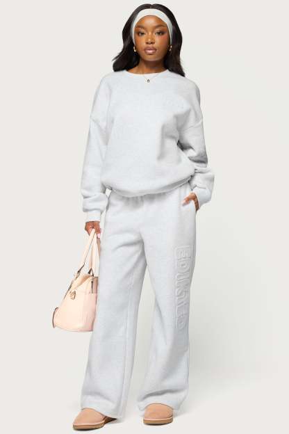 Alysa Wide Leg Sweatpants - LIGHT-GRAY-MELANGE