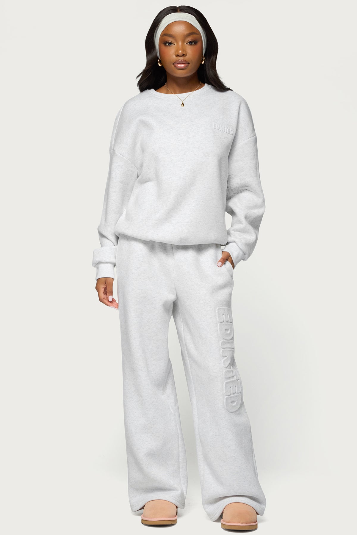 Alysa Wide Leg Sweatpants - LIGHT-GRAY-MELANGE