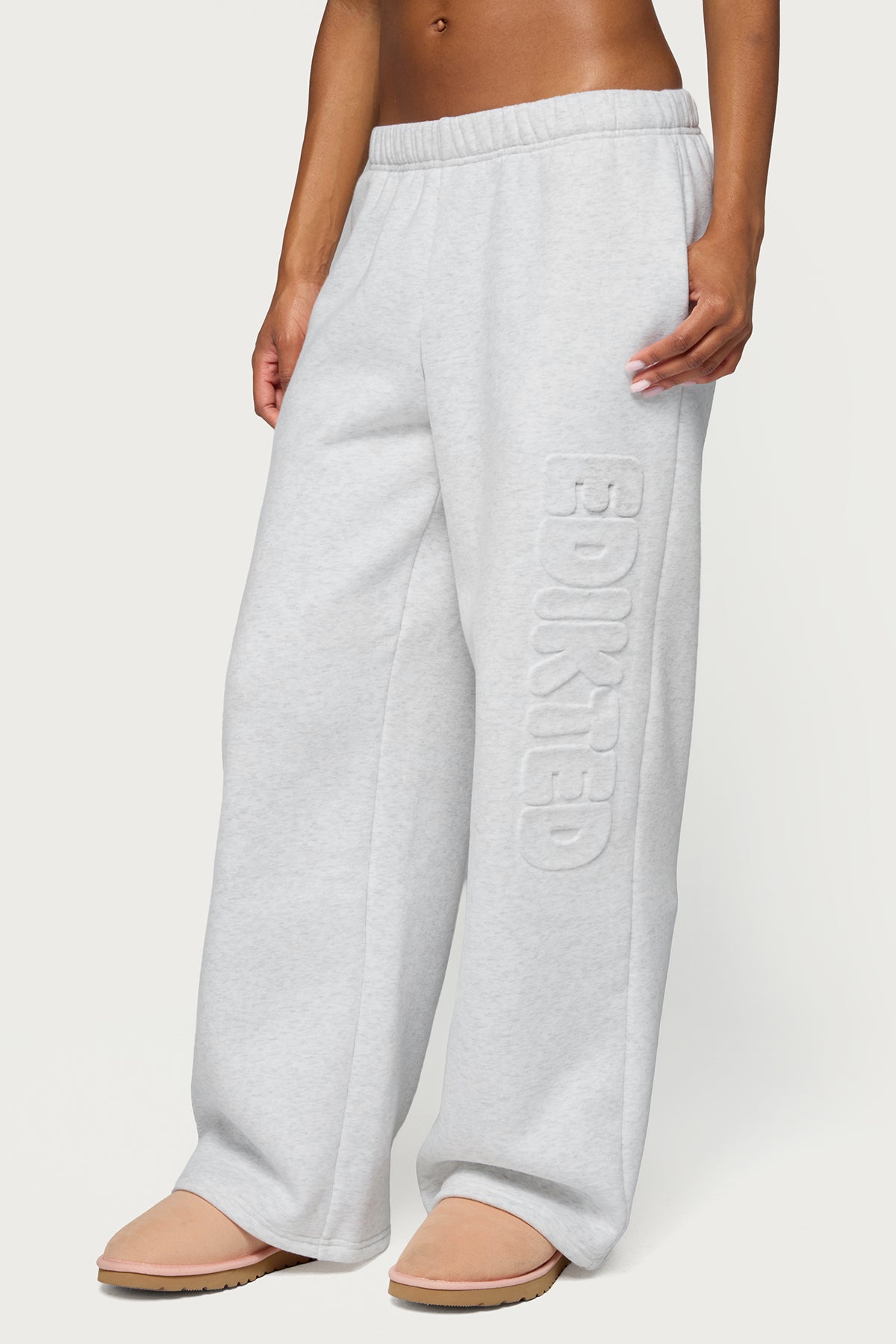 Alysa Wide Leg Sweatpants - LIGHT-GRAY-MELANGE