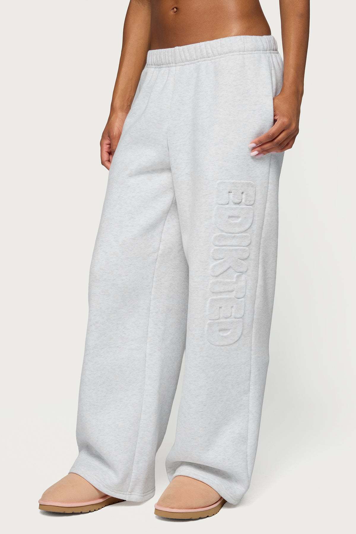 Alysa Wide Leg Sweatpants - LIGHT-GRAY-MELANGE
