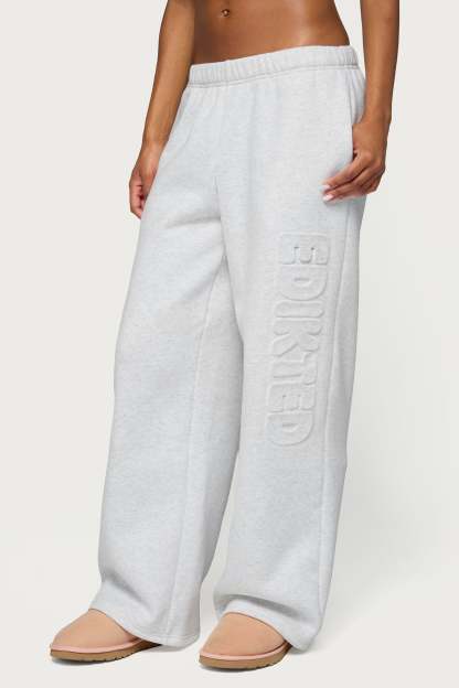 Alysa Wide Leg Sweatpants - LIGHT-GRAY-MELANGE