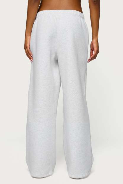 Alysa Wide Leg Sweatpants - LIGHT-GRAY-MELANGE