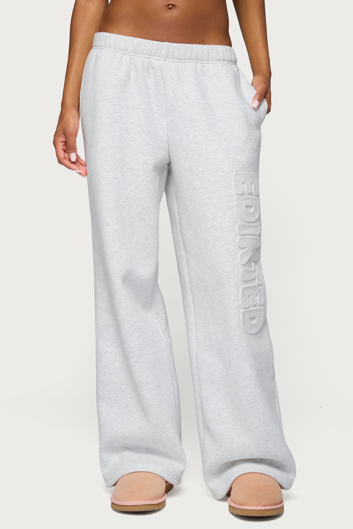 Alysa Wide Leg Sweatpants - LIGHT-GRAY-MELANGE