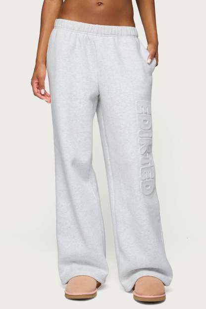 Alysa Wide Leg Sweatpants - LIGHT-GRAY-MELANGE