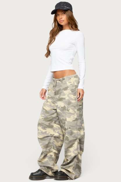 Emzi Baggy Cotton Cargo Pants - GRAY