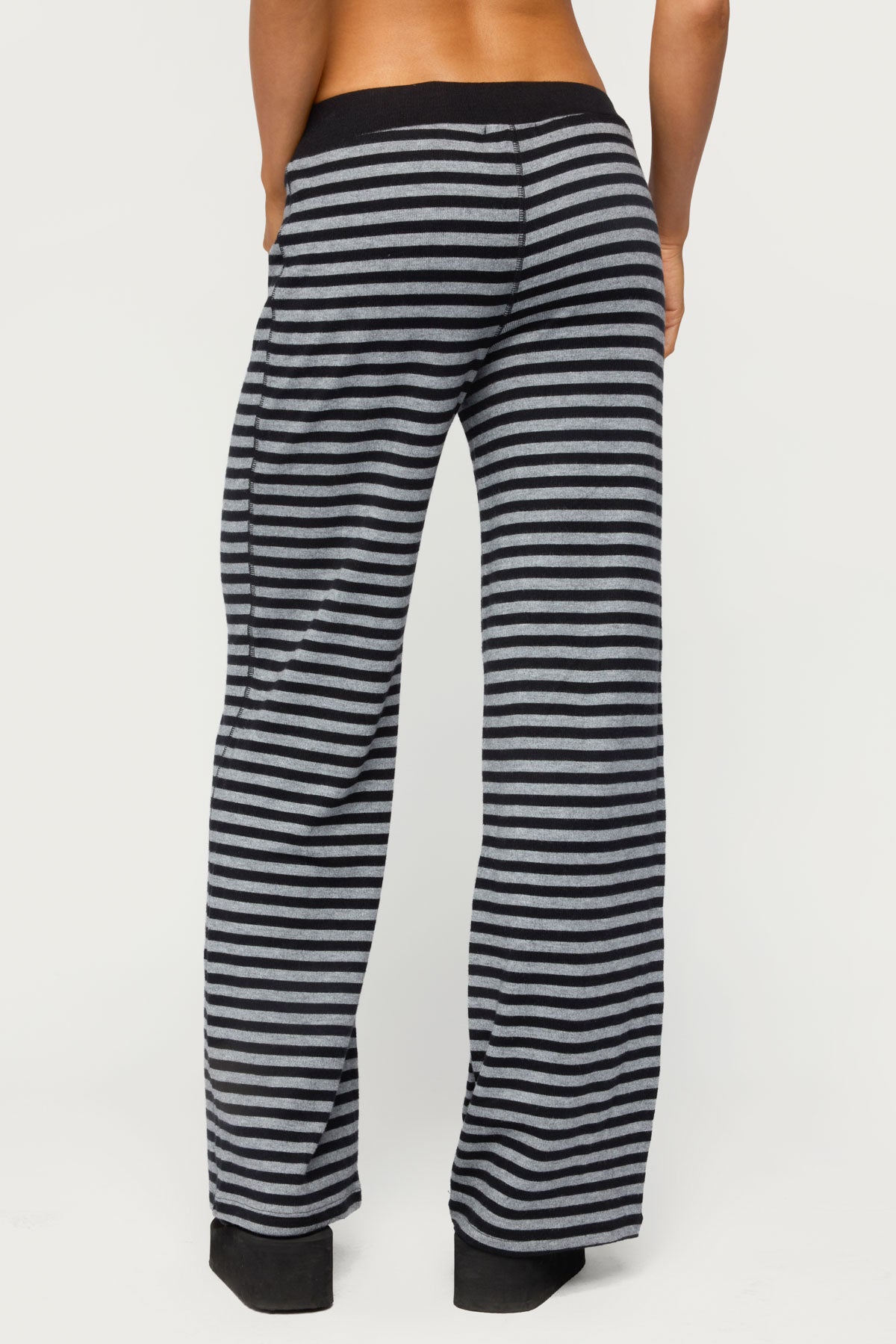 Tarla Striped Knit Pants - GRAY-MELANGE-AND-BLACK