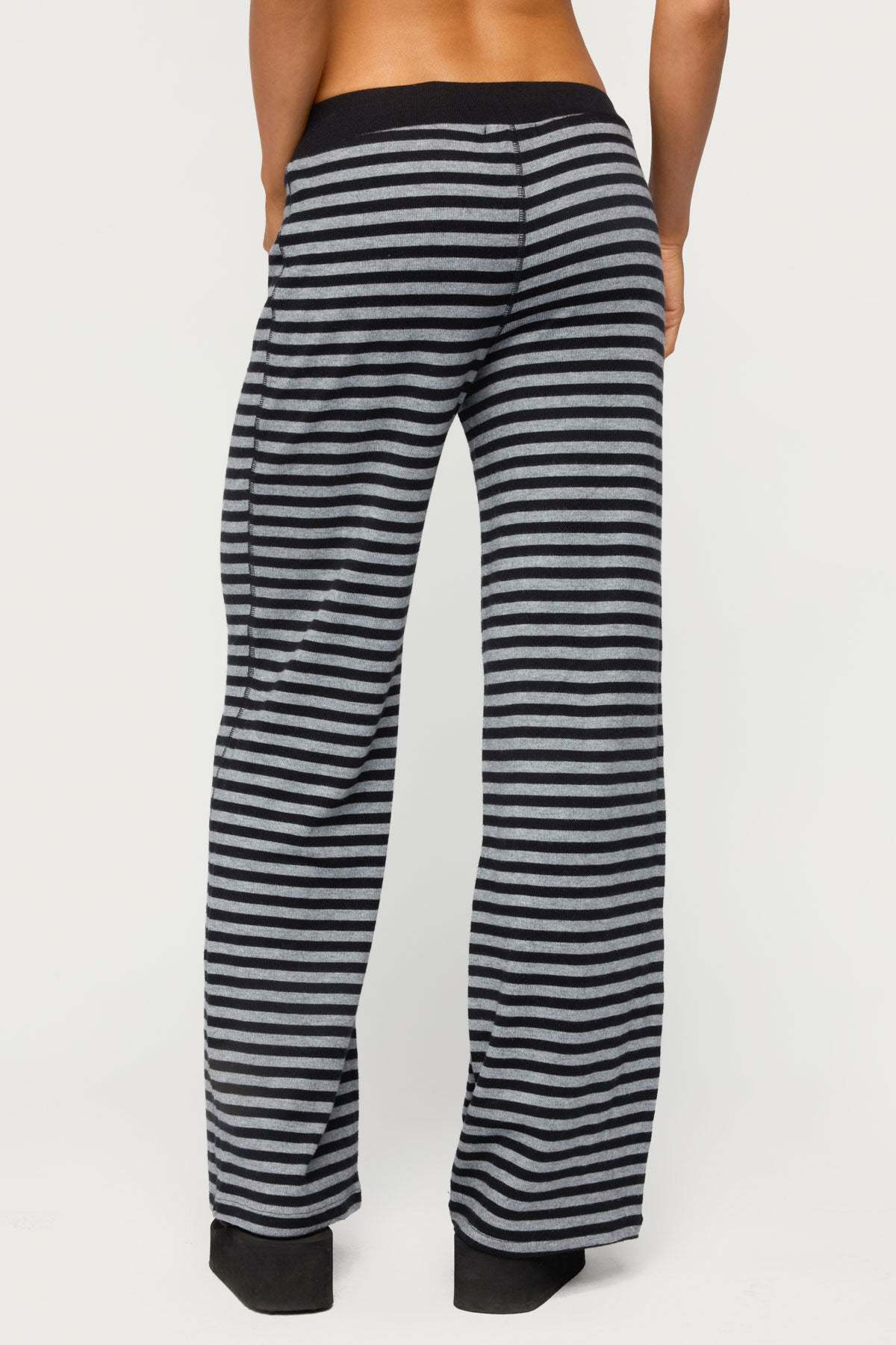 Tarla Striped Knit Pants - GRAY-MELANGE-AND-BLACK