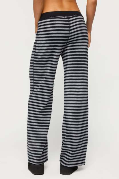 Tarla Striped Knit Pants - GRAY-MELANGE-AND-BLACK