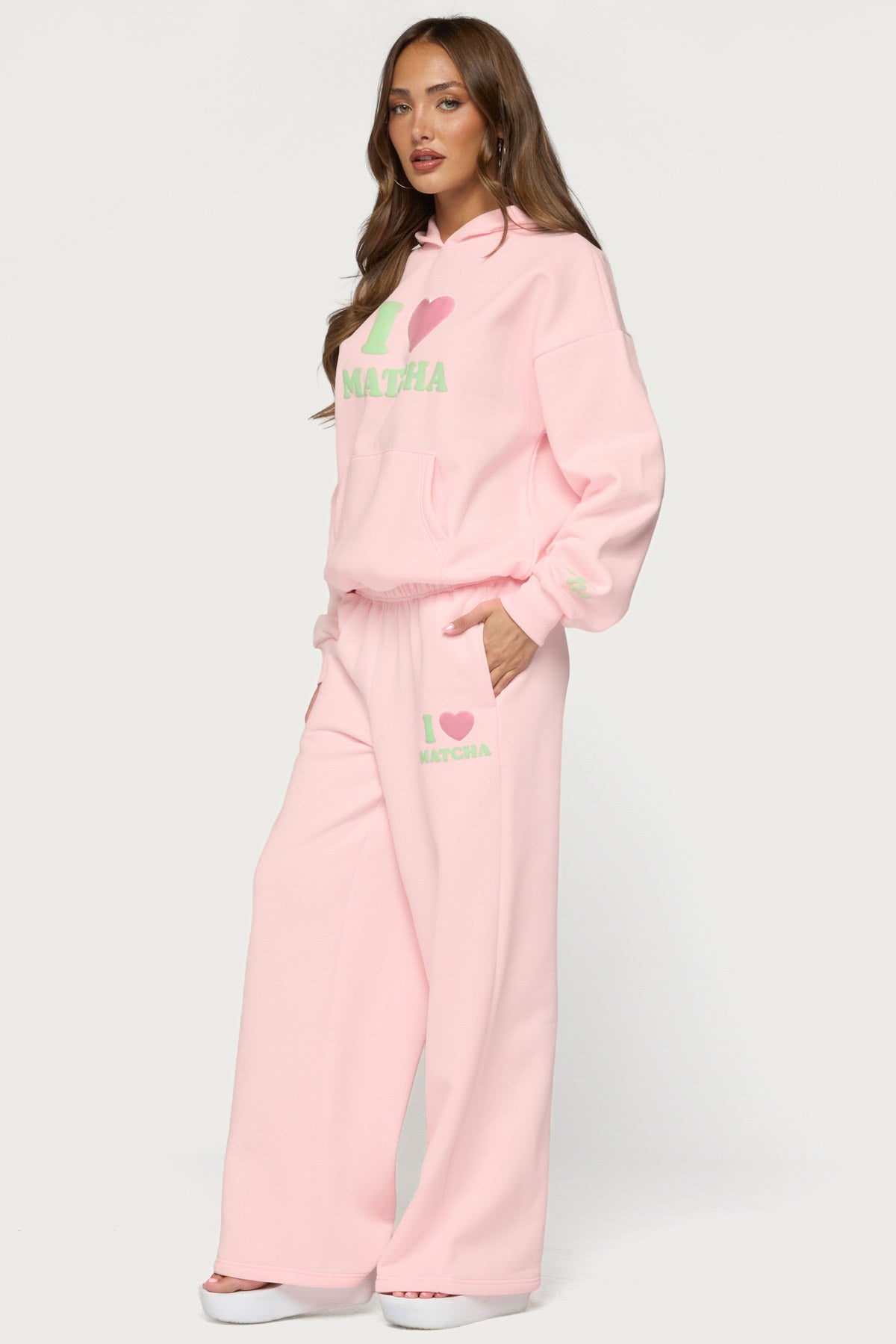 I Heart Matcha Sweatpants - LIGHT-PINK