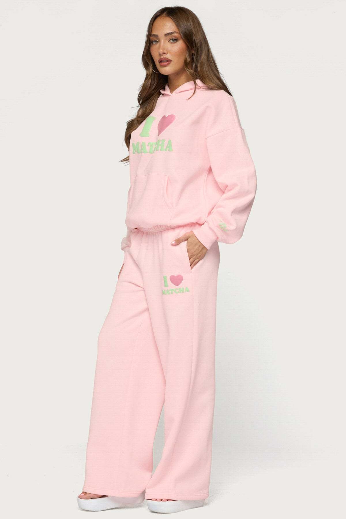 I Heart Matcha Sweatpants - LIGHT-PINK