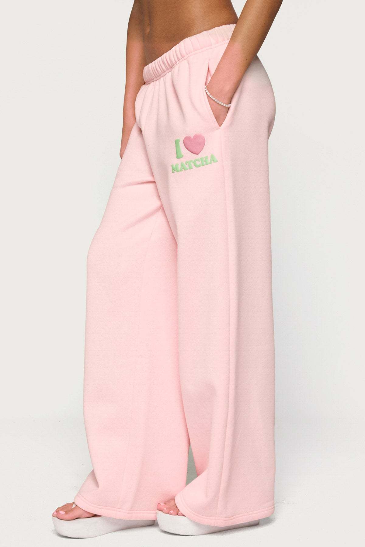 I Heart Matcha Sweatpants - LIGHT-PINK