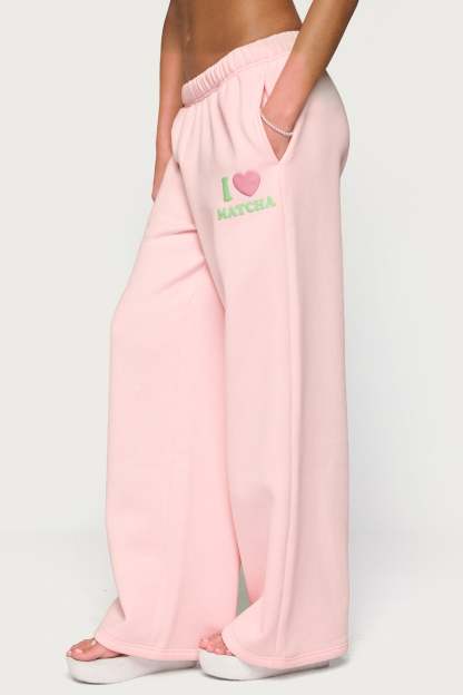 I Heart Matcha Sweatpants - LIGHT-PINK