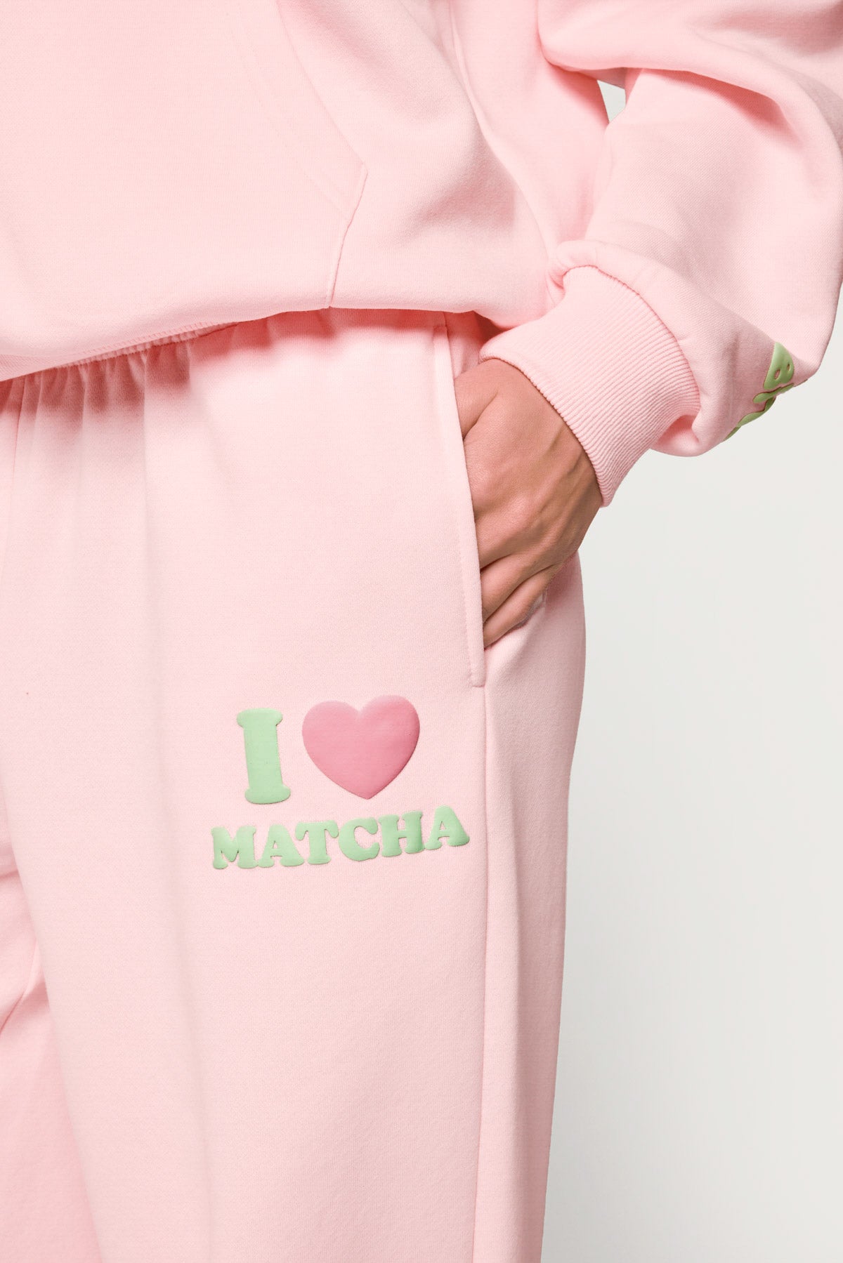 I Heart Matcha Sweatpants - LIGHT-PINK