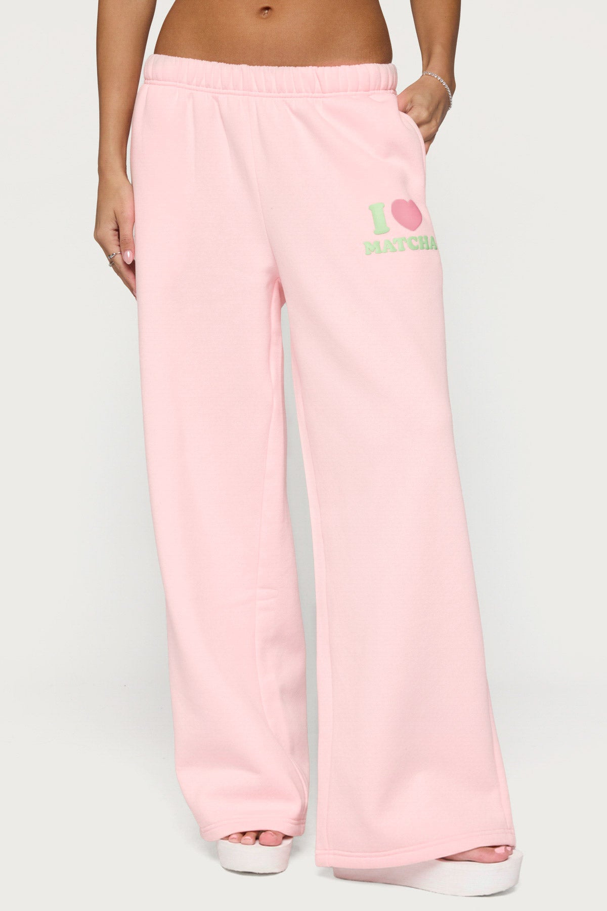 I Heart Matcha Sweatpants - LIGHT-PINK