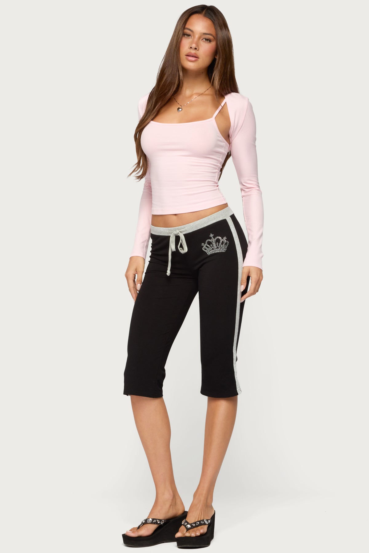Crown Capri Pants - BLACK-AND-GRAY
