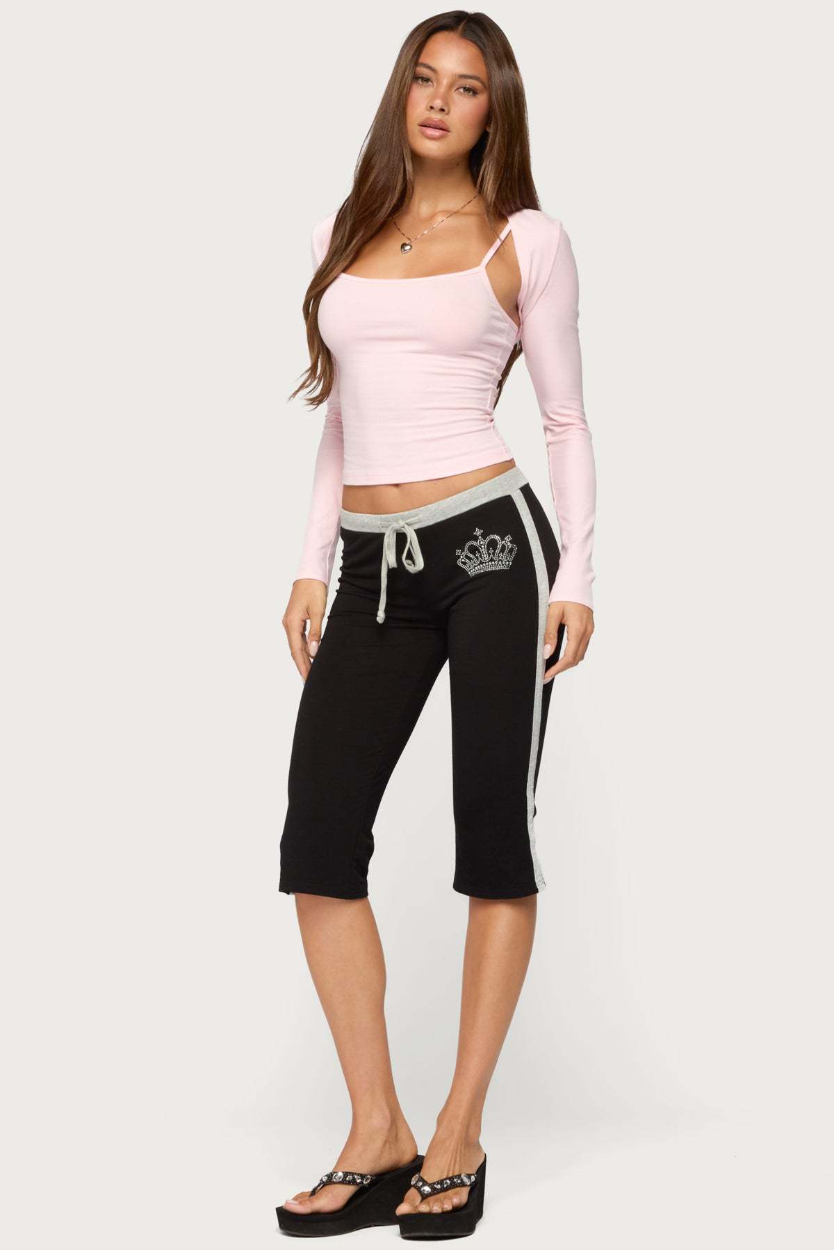 Crown Capri Pants - BLACK-AND-GRAY