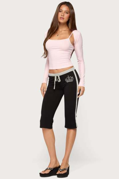 Crown Capri Pants - BLACK-AND-GRAY