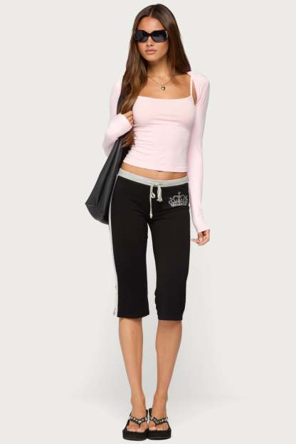 Crown Capri Pants - BLACK-AND-GRAY