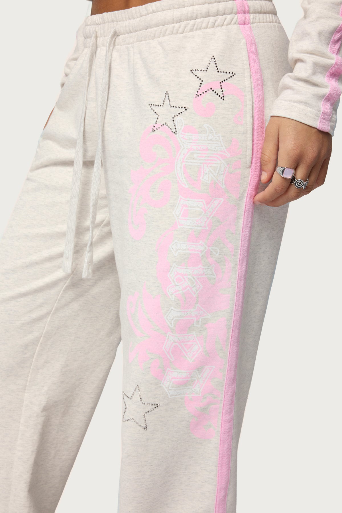 Starry Low Rise Sweatpants - GRAY-MELANGE