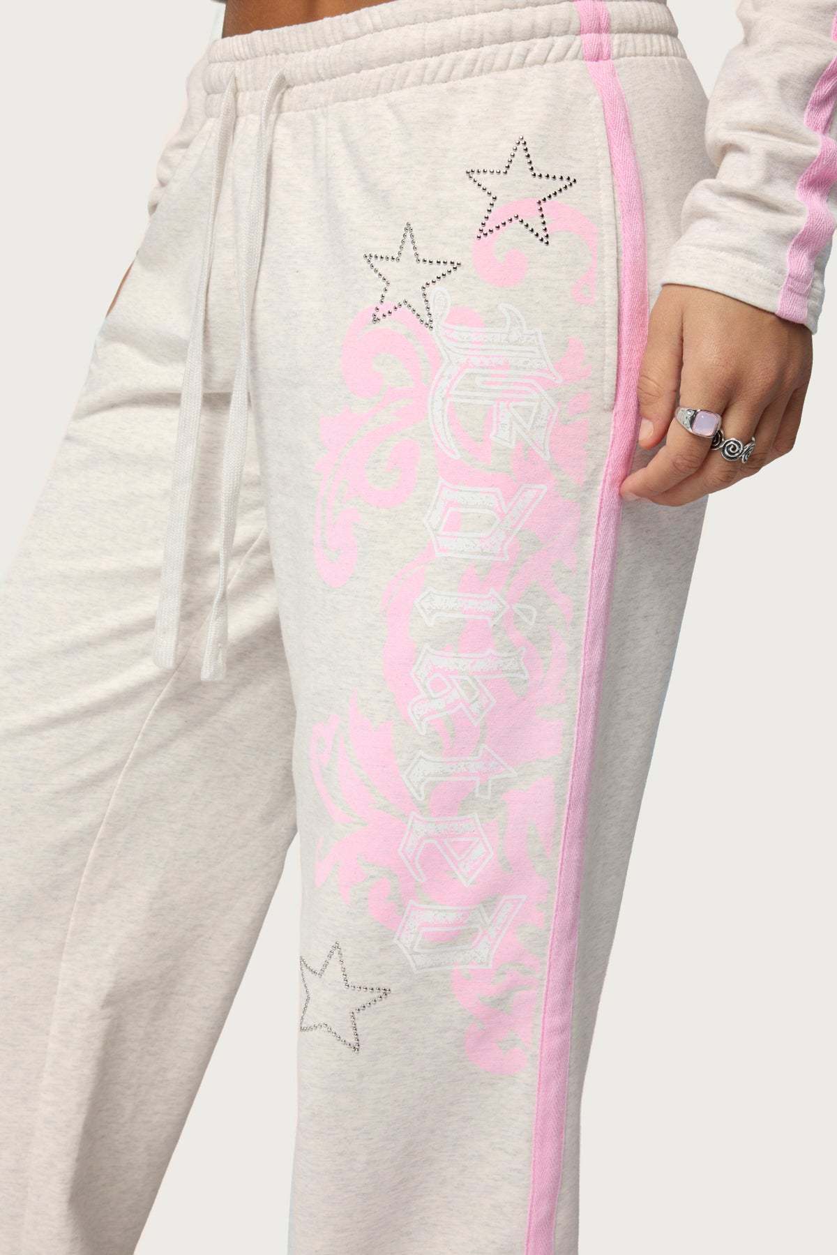 Starry Low Rise Sweatpants - GRAY-MELANGE