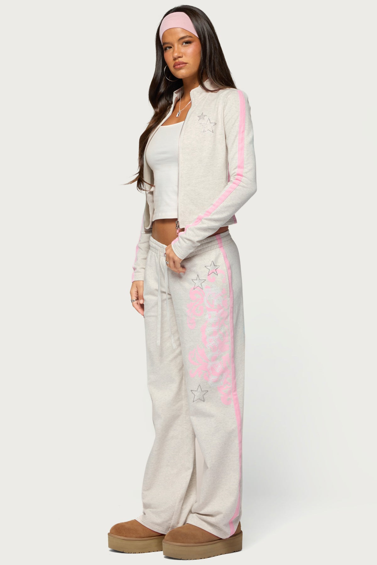 Starry Low Rise Sweatpants - GRAY-MELANGE