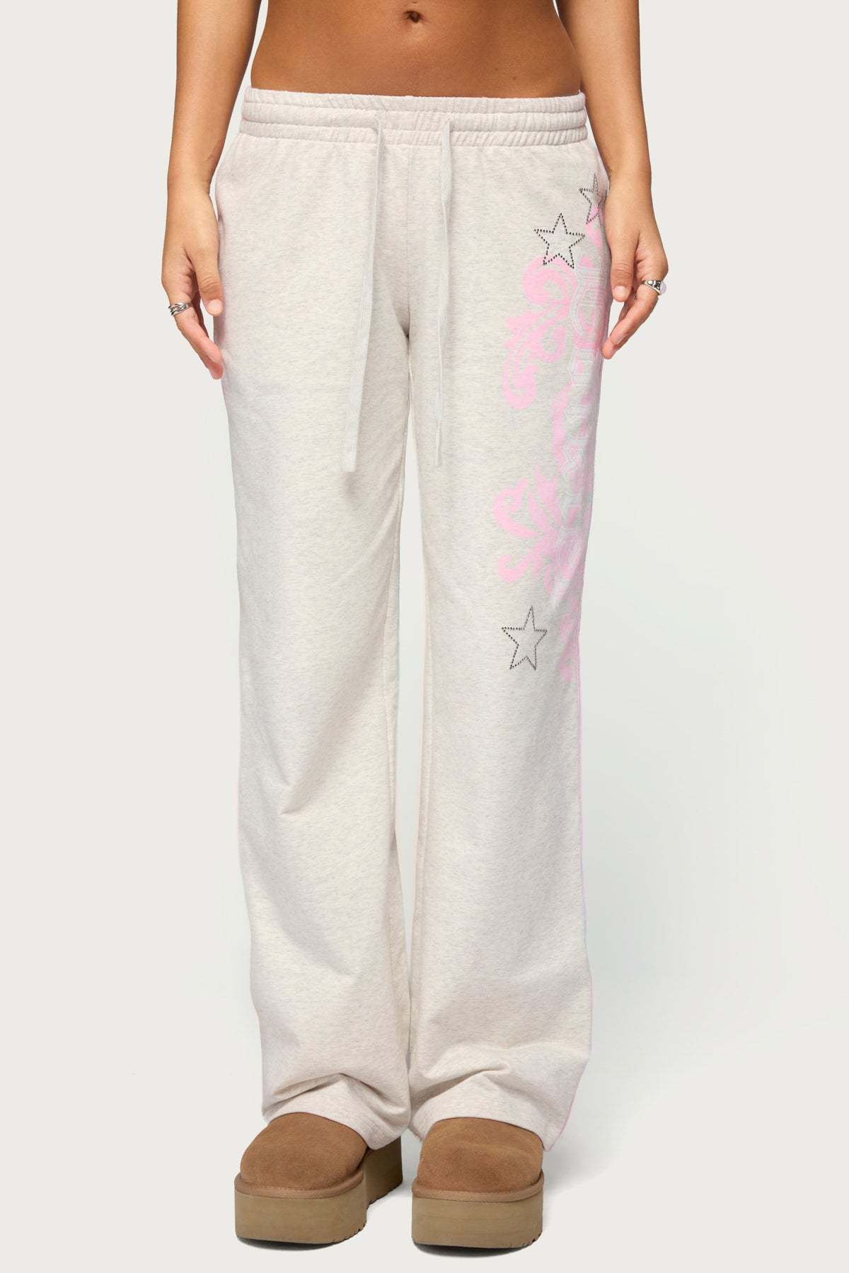 Starry Low Rise Sweatpants - GRAY-MELANGE